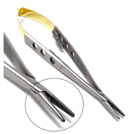 A2Z Scilab TC Castroviejo Needle Holder 5.5" Straight, Fenestrated Flat Handle A2Z-ZR479